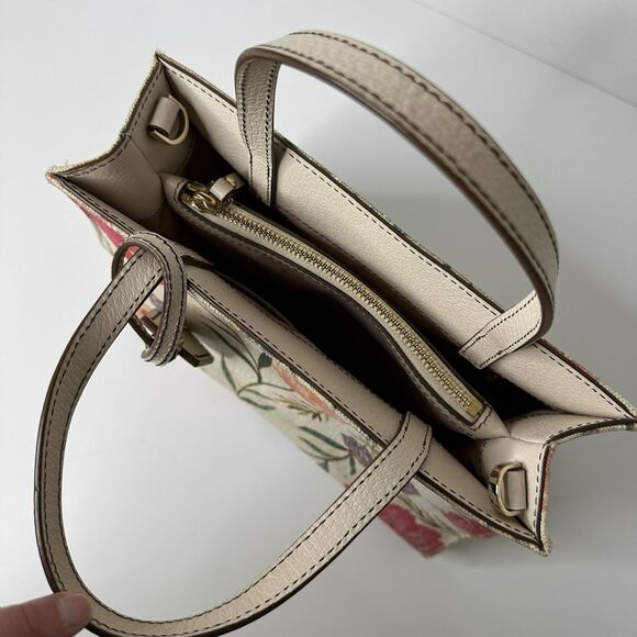 Kate Spade Thompson Street Sam Bag Floral Print Linen Crossbody Purse Satchel - Picture 8 of 16